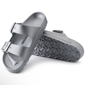 Birkenstocks Arizona Essentials EVA Sandal Metallic Silver EU 39 US 8-8.5 Narrow